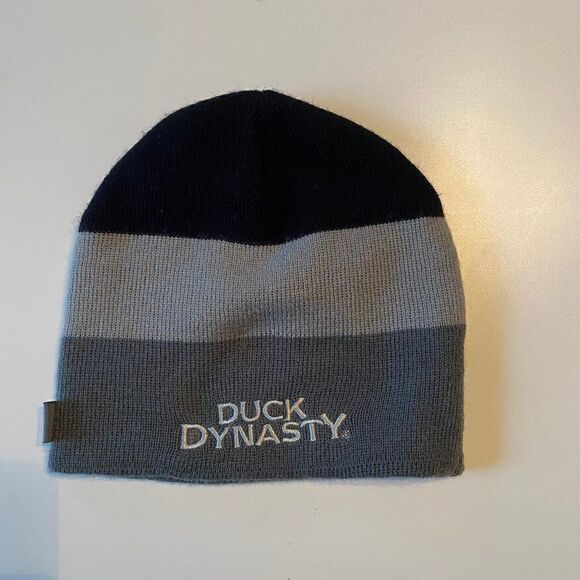 Duck Dynasty Colorblock Gray Black Winter Knit Beanie Hat - Picture 2 of 4